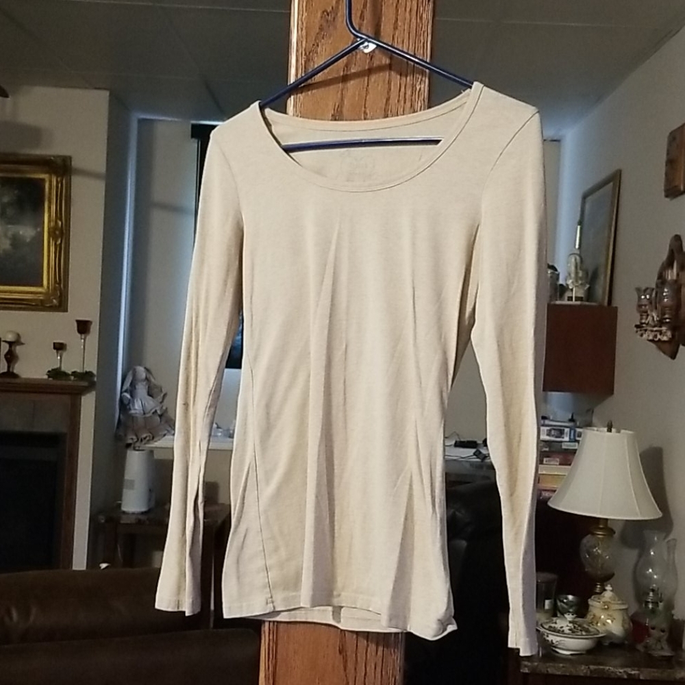 Oatmeal colored derek heart long sleeve t shirt